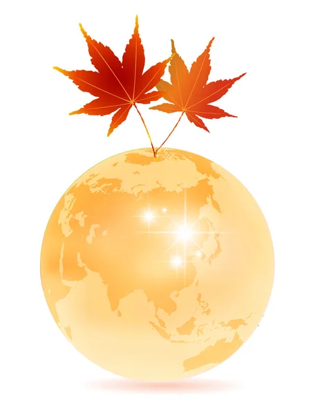 Maple autumn Earth background — Stock Vector