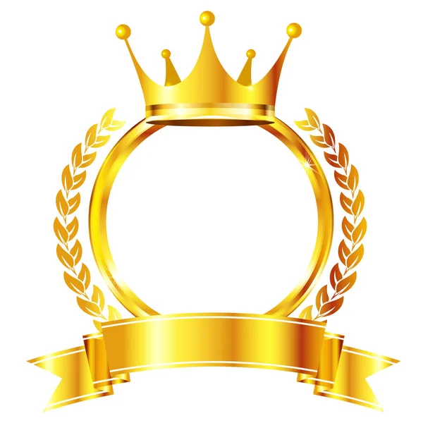 Ícone de moldura de medalha coroa —  Vetores de Stock