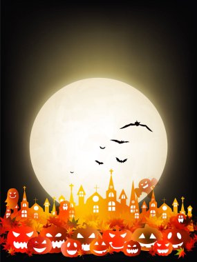 Cadılar Bayramı kabağı sonbahar yaprakları arka plan