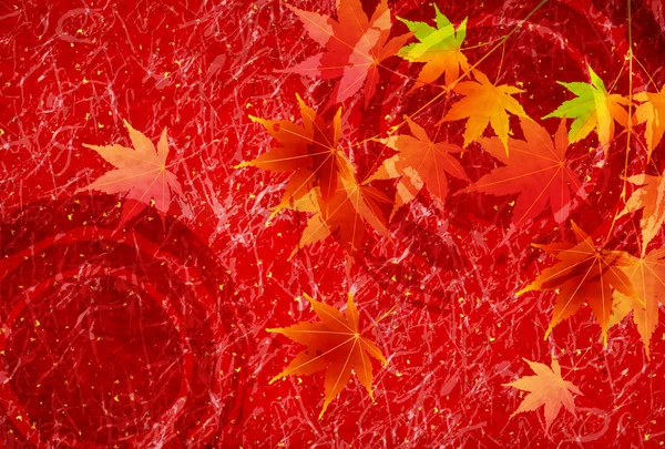 Autumn leaves fall Japanese paper background — Stock Vector