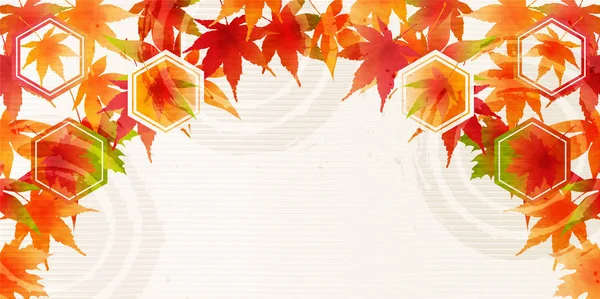 Autumn leaves fall Japanese paper background — Stock Vector