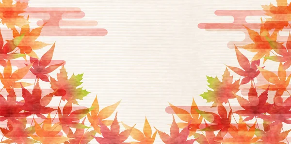 Herbst Blätter fallen japanisches Papier Hintergrund — Stockvektor