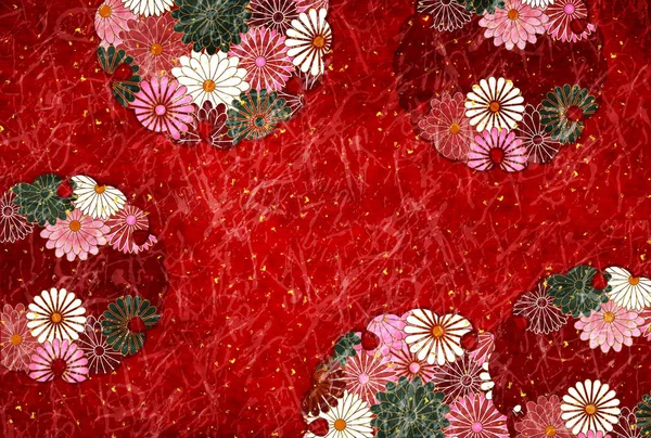 Chrysanthème fleur papier japonais Nouvel An carte fond — Image vectorielle