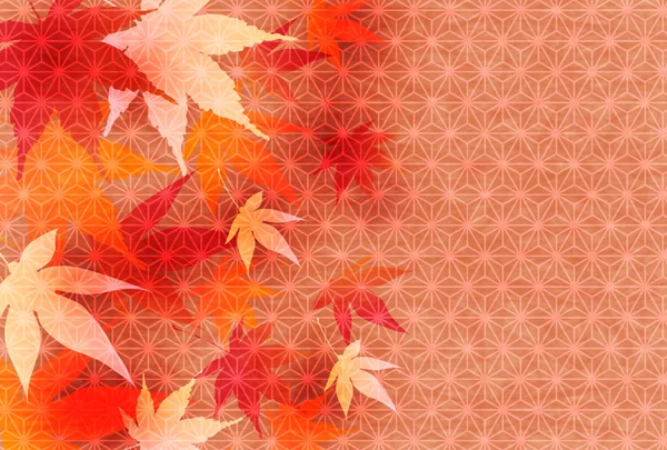 Herbst Blätter fallen japanisches Papier Hintergrund — Stockvektor