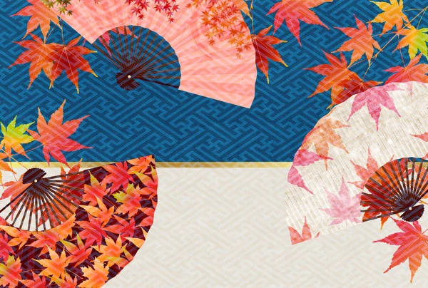 Autumn leaves fall Japanese paper background — Stock Vector