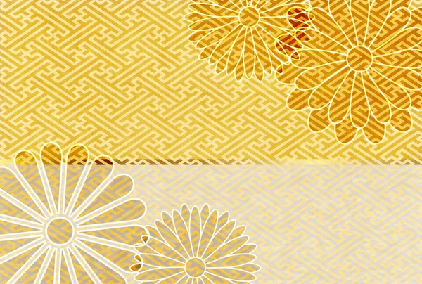菊パターン新年のカード背景 — ストックベクタ