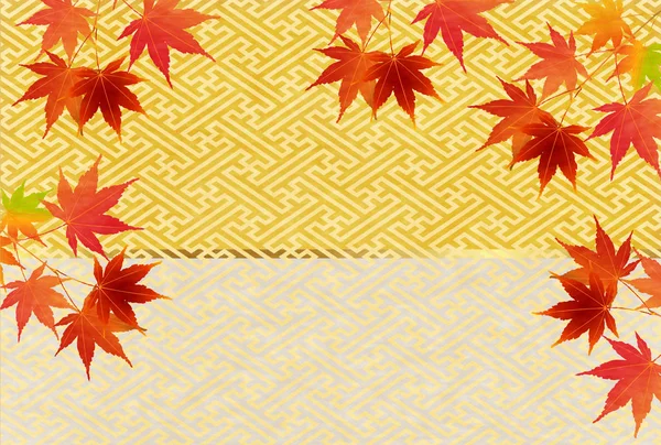 Autumn leaves fall Japanese paper background — Stock Vector