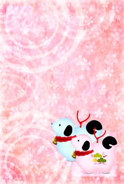 Köpek kiraz arka plan yeni yıl kartları