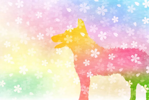 Hond bloeit kers Nieuwjaar kaart achtergrond — Stockvector