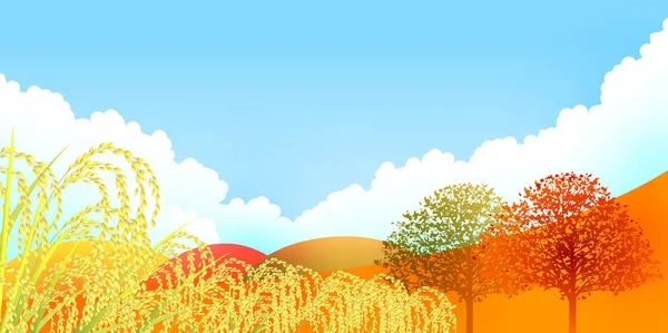 Lönn hösten ris bakgrund — Stock vektor