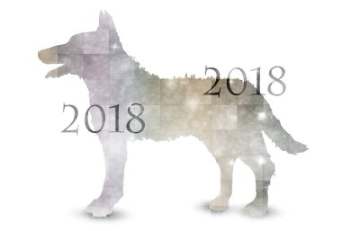 Yeni yıl kartı Japon kağıt simgesi köpek