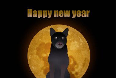 Köpek kartpostal arka plan ay