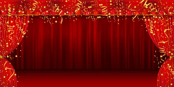 Christmas curtain stage background — Stock Vector
