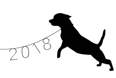 Yürüyen yılbaşı kartı arka plan köpek