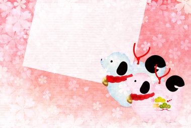 Köpek kiraz arka plan yeni yıl kartları