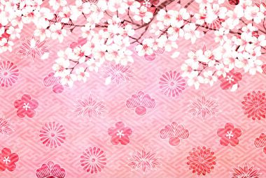 Kiraz çiçekleri yeni yıl kartı arka plan bahar arka plan