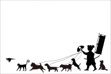 Yeni yıl kartı siluet arka plan köpek