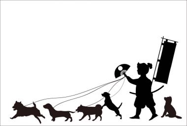 Yeni yıl kartı siluet arka plan köpek
