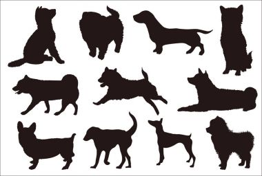 Yeni yıl kartı siluet simge köpek