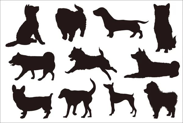 Hund Neujahrskarte Silhouette Symbol — Stockvektor