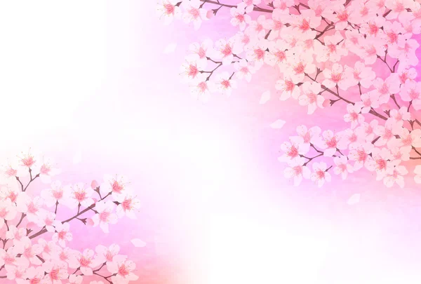 ดอกซากุระ การ์ดปีใหม่ พื้นหลังกระดาษญี่ปุ่น — ภาพเวกเตอร์สต็อก