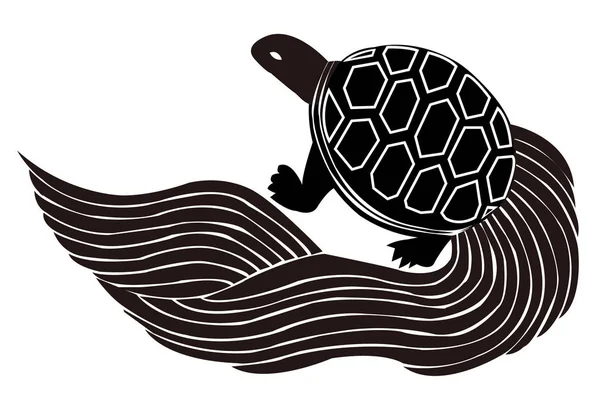 Schildkröte Silhouette Neujahrskarte Symbol — Stockvektor