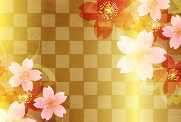 Flores de cerezo Tarjetas de Año Nuevo Papel japonés Fondo — Archivo Imágenes Vectoriales