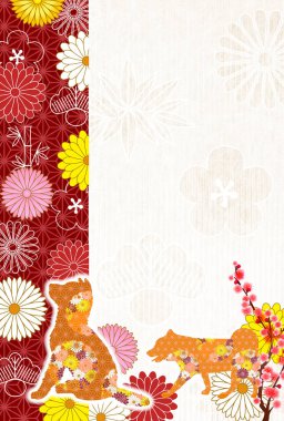 Köpek arka plan yeni yıl kartları Japon kağıt