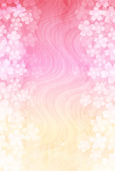 Flores de cerezo Tarjetas de Año Nuevo Papel japonés Fondo — Vector de stock