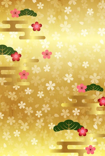 Kiraz çiçekleri yeni yıl'ın kartları Japon kağıt arka plan