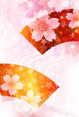 Kiraz çiçekleri yeni yıl'ın kartları Japon kağıt arka plan