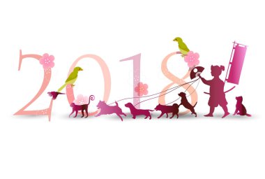 Köpek yeni yıl kartı arka plan