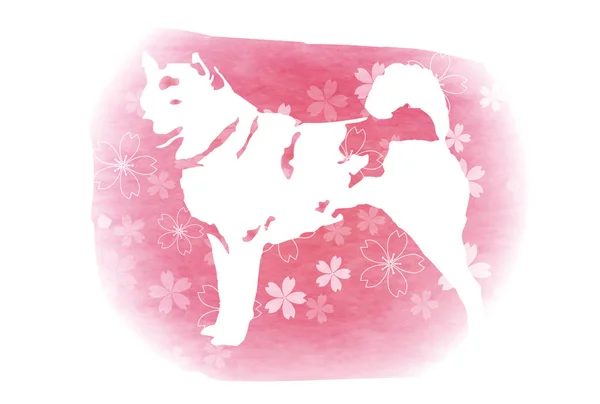 Ikon siluet kartu Tahun Baru Anjing - Stok Vektor