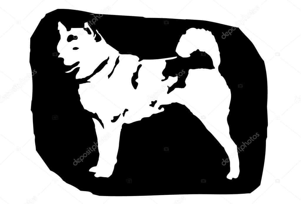 Dog New Year's card silhouette icon