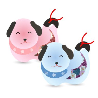 Köpek sevimli simgesi yeni yıl kartları