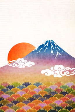 Yeni yıl kartları Japon kağıt arka plan