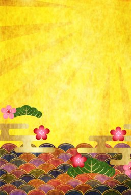 Yeni yıl kartları Japon kağıt arka plan