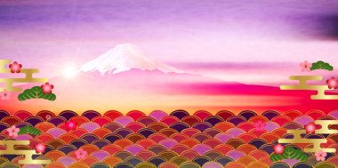 Yeni yıl kartları Japon kağıt arka plan