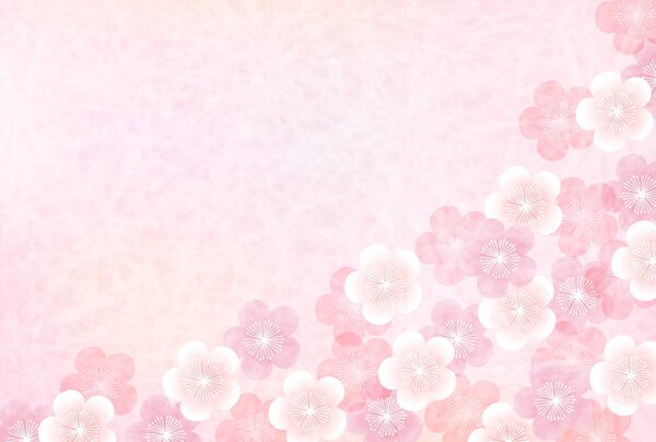Plum New Year's cards Japanese paper background