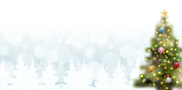 Árbol de abeto de Navidad fondo de nieve — Vector de stock