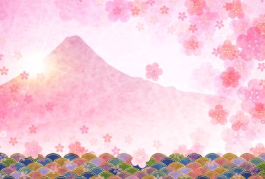 Kiraz çiçeği yeni yıl kartı arka plan