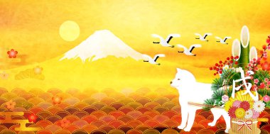 Köpek yeni yıl kartı arka plan