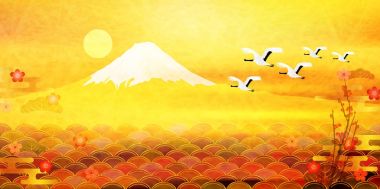 Fuji yılbaşı kartları Japon kağıt arka plan