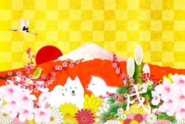 Köpek yeni yıl kartı arka plan