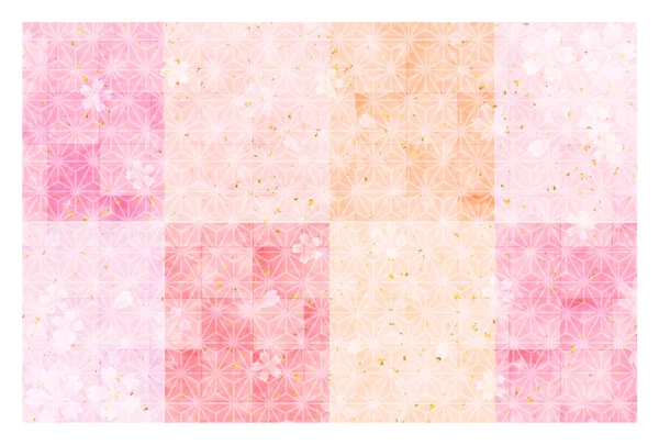 Körsbärsblommorna New Year Kort Japanskt Papper Bakgrund — Stock vektor