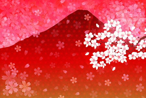 Fuji Kirschblüte Neujahr Karte Hintergrund — Stockvektor