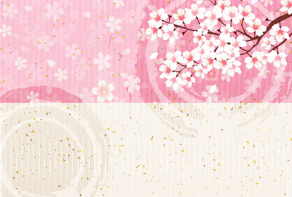 Cherry blossoms New Year's cards Japanese paper background