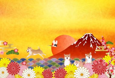 Köpek yeni yıl kartı arka plan