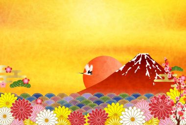 Fuji yılbaşı kartları Japon kağıt arka plan