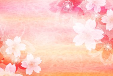 Kiraz çiçekleri yeni yıl'ın kartları Japon kağıt arka plan